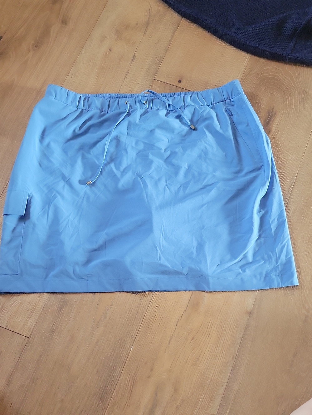 NWT Chico's Light Blue Drawstring Mini Skirt Size 2.5